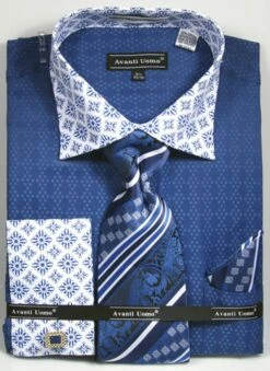 Avanti Uomo Men's French Cuff Dress Shirt Set - Varied Patterns