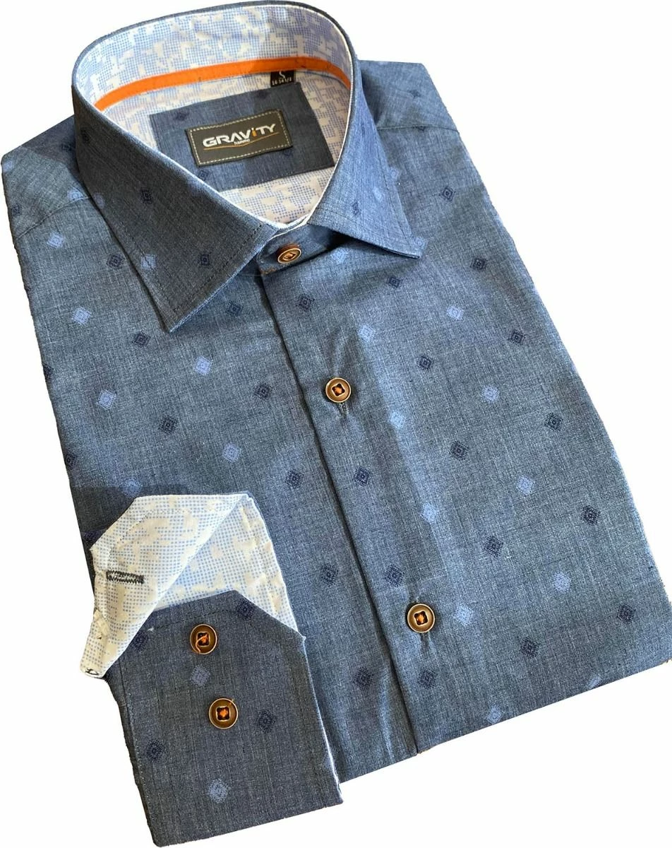 Gravity By Statement Men's Long Sleeve 100% Cotton Shirt - Stylish Patterns 3 Gravity By Statement Men's Long Sleeve 100% Cotton Shirt - Stylish Patterns