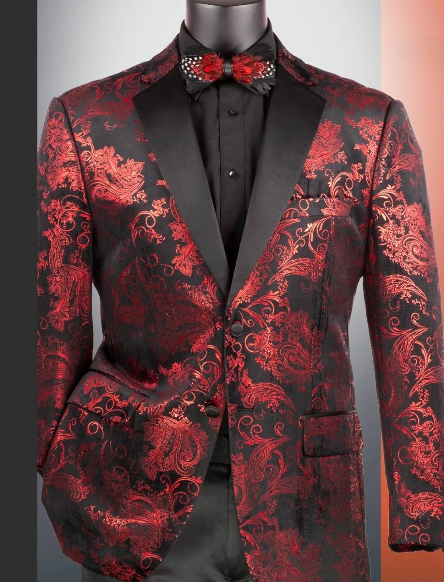 Vinci Men's 2 Button Sport Coat - Floral Jacquard 3 Vinci Men's 2 Button Sport Coat - Floral Jacquard