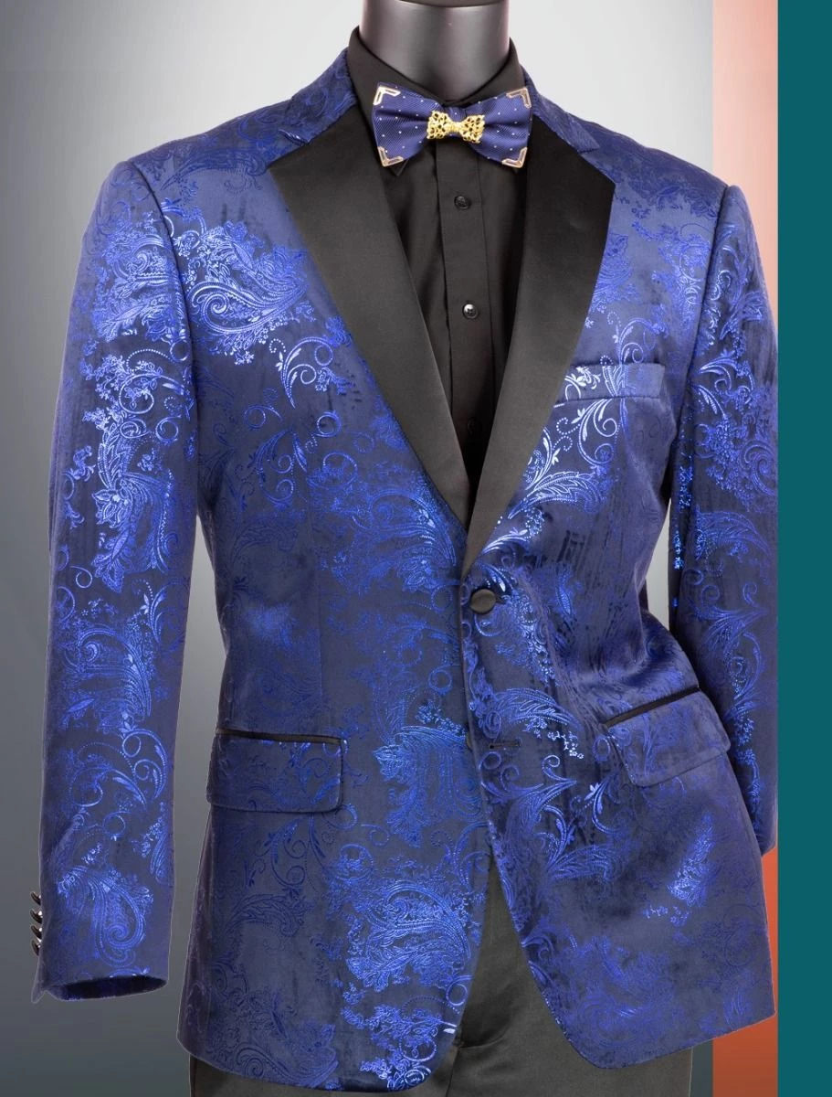 Vinci Men's 2 Button Sport Coat - Floral Jacquard 4 Vinci Men's 2 Button Sport Coat - Floral Jacquard - Image 2