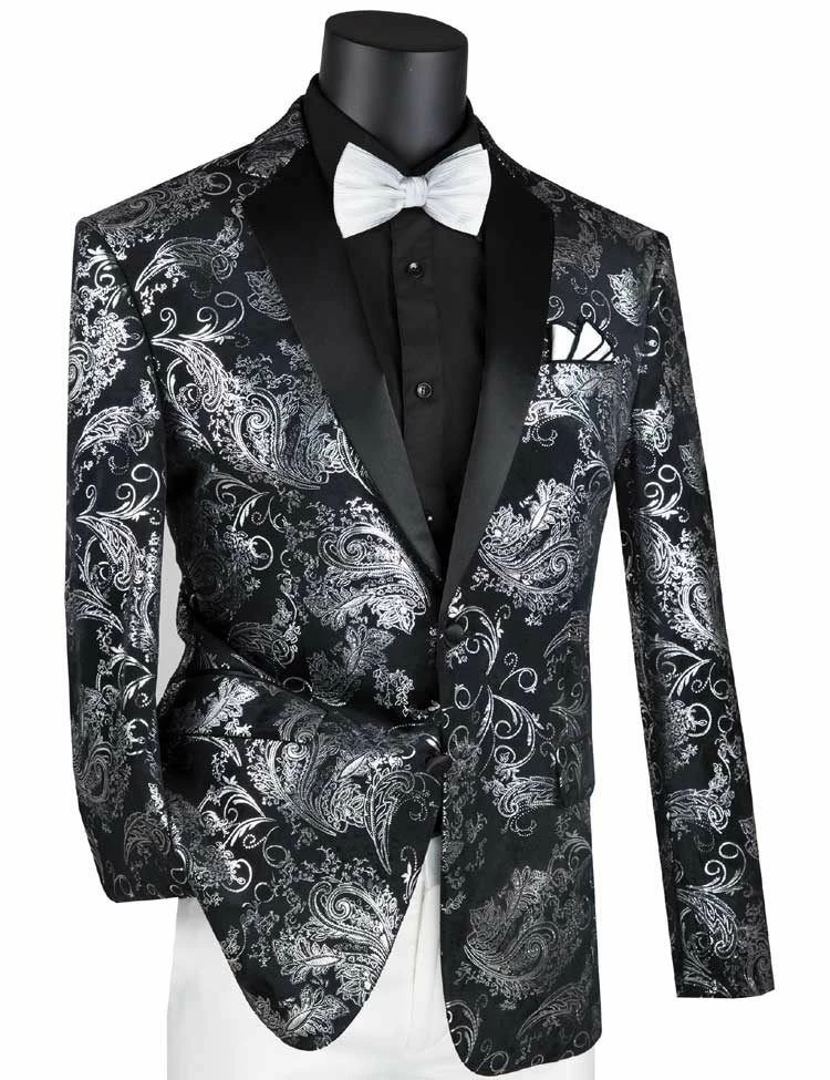 Vinci Men's 2 Button Sport Coat - Floral Jacquard 5 Vinci Men's 2 Button Sport Coat - Floral Jacquard - Image 3