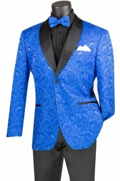 Vinci Men's 2 Button Sport Coat - Vibrant Jacquard -Empire Shop bm 1 royal