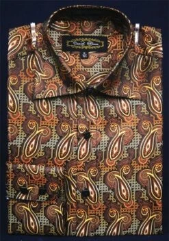 Daniel Ellissa Men's Fashion Dress Shirt - Teardrop Swirl Pattern -Empire Shop brown 2 7 1