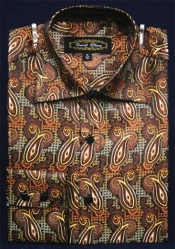 Daniel Ellissa Men's Fashion Dress Shirt - Teardrop Swirl Pattern -Empire Shop brown 2 7