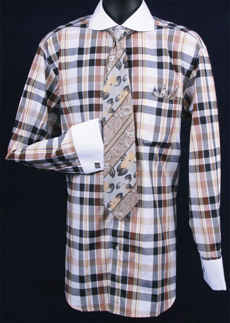 Daniel Ellissa Men's French Cuff Dress Shirt Set - Multi Checker 12 Daniel Ellissa Men's French Cuff Dress Shirt Set - Multi Checker - Image 10
