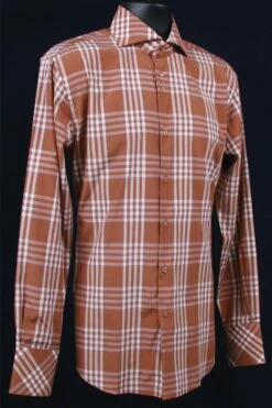 Daniel Ellissa Men's Fashion Dress Shirt - Checker Pattern -Empire Shop brownfull 1