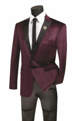 Vinci Men's Slim Fit Sport Coat - Four Stripe Windowpane -Empire Shop bs 14 ruby