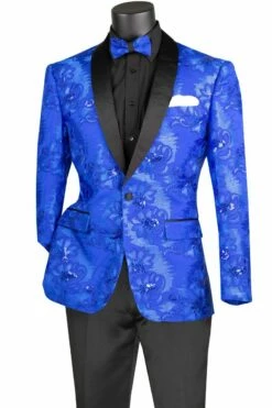 Vinci Men's Slim Fit Sport Coat - Tone On Tone Accents 10 Vinci Men's Slim Fit Sport Coat - Tone On Tone Accents -Empire Shop bsf 13 royal