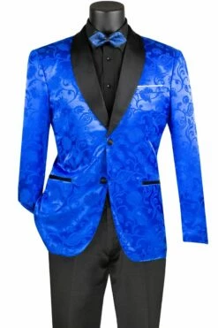 Vinci Men's Slim Fit Sport Coat - Silky Jacquard -Empire Shop bsf 18 royal