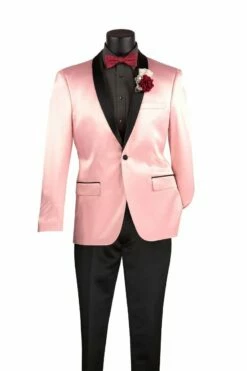 Vinci Men's Slim Fit Sport Coat - Narrow Shawl Lapel -Empire Shop bst 1 pink 5 1