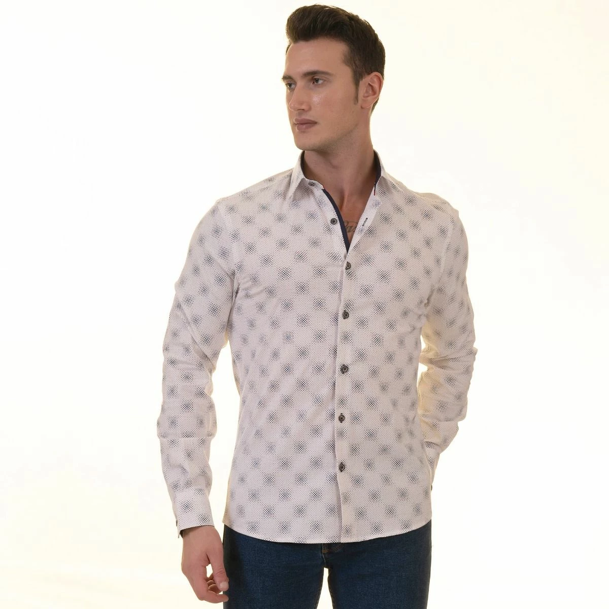 Gravity By Statement Men's Long Sleeve 100% Cotton Shirt - Stylish Patterns 12 Gravity By Statement Men's Long Sleeve 100% Cotton Shirt - Stylish Patterns - Image 10