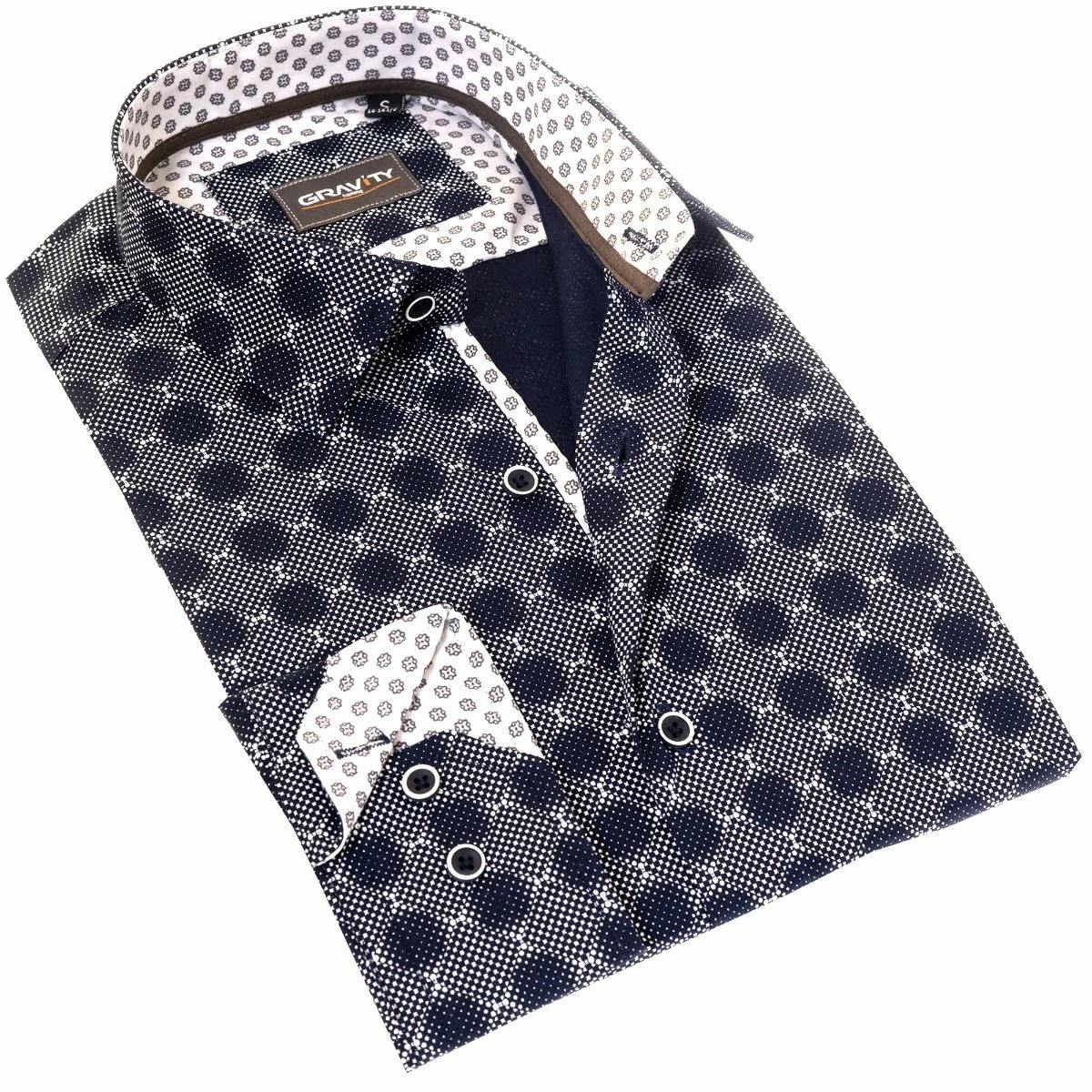 Gravity By Statement Men's Long Sleeve 100% Cotton Shirt - Stylish Patterns 13 Gravity By Statement Men's Long Sleeve 100% Cotton Shirt - Stylish Patterns - Image 11