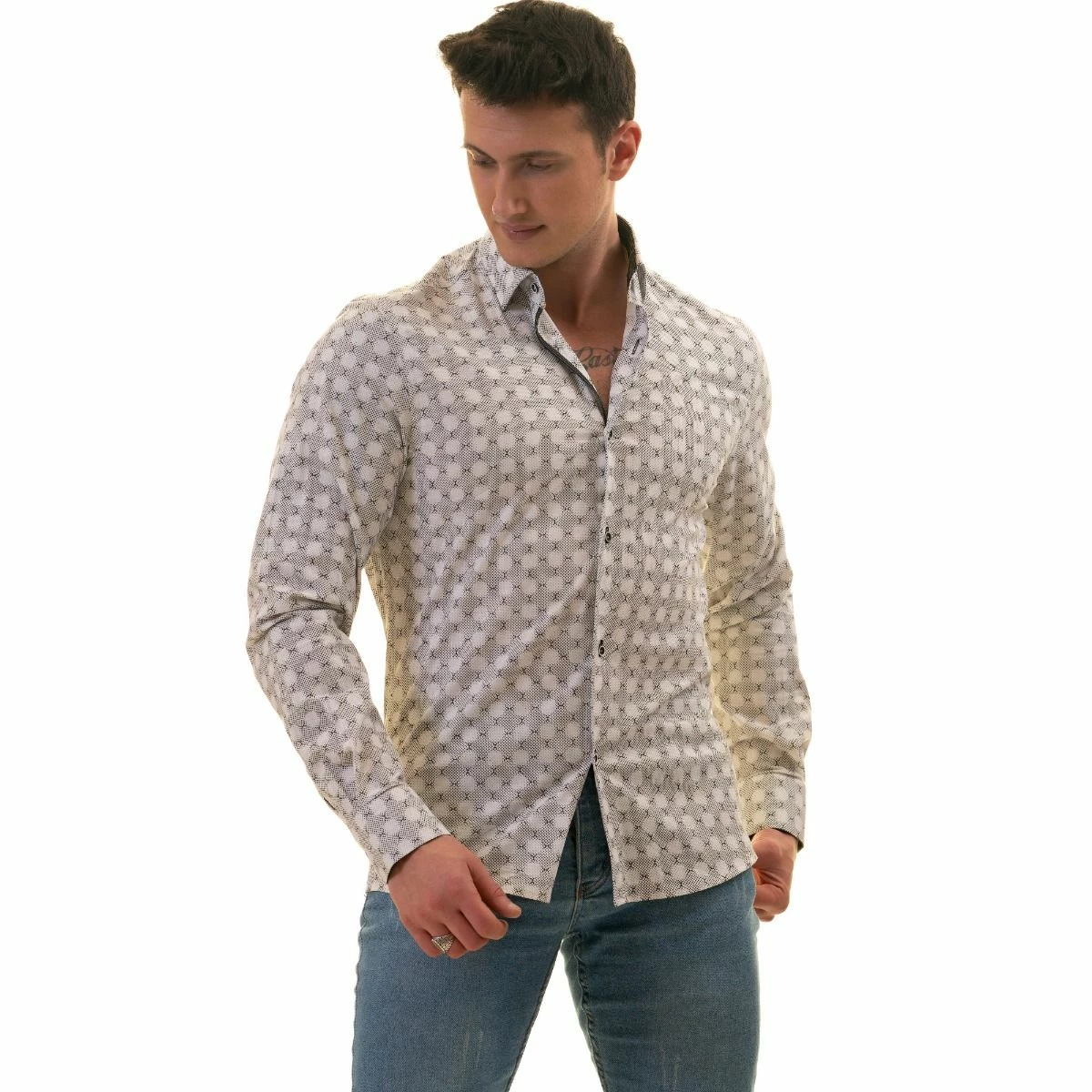 Gravity By Statement Men's Long Sleeve 100% Cotton Shirt - Stylish Patterns 4 Gravity By Statement Men's Long Sleeve 100% Cotton Shirt - Stylish Patterns - Image 2