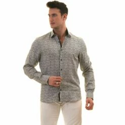 Gravity By Statement Men's Long Sleeve 100% Cotton Shirt - Stylish Patterns 19 Gravity By Statement Men's Long Sleeve 100% Cotton Shirt - Stylish Patterns -Empire Shop c5 picasso gray