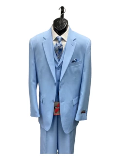 Zacchi Men's 3 Piece Poplin Suit - Spring Colors -Empire Shop cameron lightblue