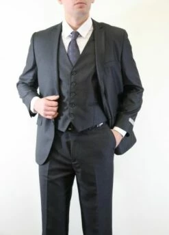 Tazio Men's 3 Piece Executive Slim Fit Suit - 5 Button Vest 13 Tazio Men's 3 Piece Executive Slim Fit Suit - 5 Button Vest -Empire Shop charcoal 10