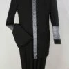 Apollo King Men's 2 Piece Nehru Style Suit - Pastor Church Suit -Empire Shop church1 black