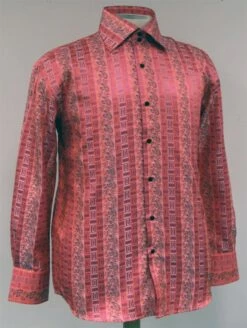 Daniel Ellissa Men's Fashion Dress Shirt - Complex Varied Pattern -Empire Shop coral full 1