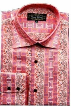 Daniel Ellissa Men's Fashion Dress Shirt - Complex Varied Pattern -Empire Shop coral 1 3 1
