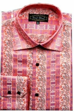 Daniel Ellissa Men's Fashion Dress Shirt - Complex Varied Pattern -Empire Shop coral 1 3