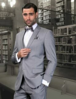 Statement Men's 3 Piece Ultra Slim Fit Wool Suit - Solid Colors