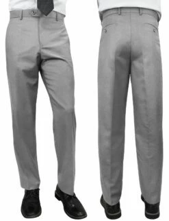 Royal Diamond Men's Modern Fit Pants - Flat Front Slacks -Empire Shop crpgrey