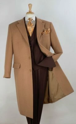 Veno Giovanni Men's 100% Wool Full Length Top Coat - 3 Button Coat 12 Veno Giovanni Men's 100% Wool Full Length Top Coat - 3 Button Coat -Empire Shop cs11 1