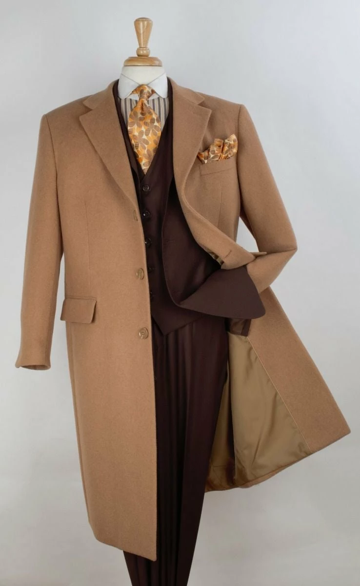 Veno Giovanni Men's 100% Wool Full Length Top Coat - 3 Button Coat 7 Veno Giovanni Men's 100% Wool Full Length Top Coat - 3 Button Coat - Image 5