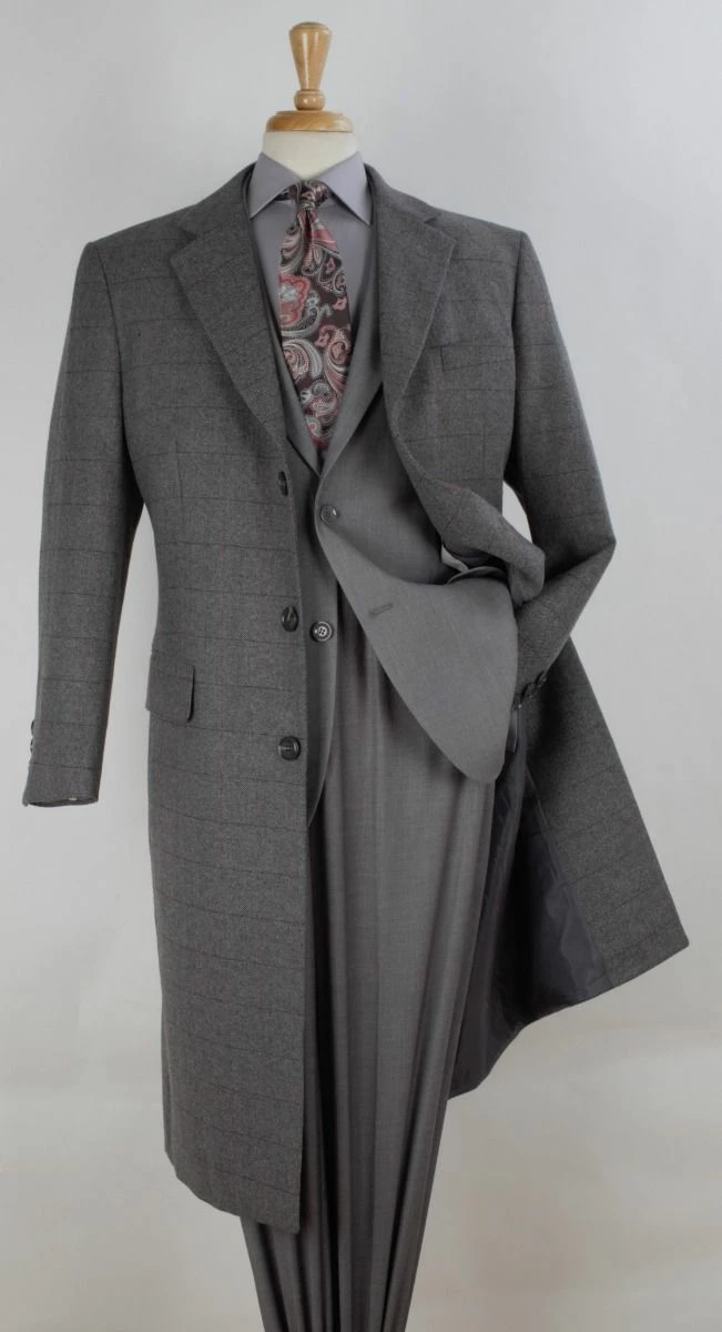 Veno Giovanni Men's 100% Wool Full Length Top Coat - 3 Button Coat 4 Veno Giovanni Men's 100% Wool Full Length Top Coat - 3 Button Coat - Image 2