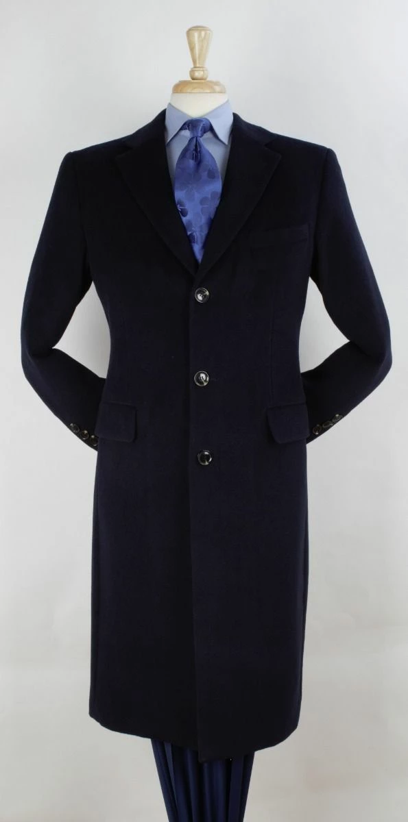 Veno Giovanni Men's 100% Wool Full Length Top Coat - 3 Button Coat 3 Veno Giovanni Men's 100% Wool Full Length Top Coat - 3 Button Coat