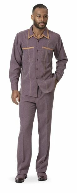 Montique Men's 2 Piece Long Sleeve Walking Suit - Denim Look