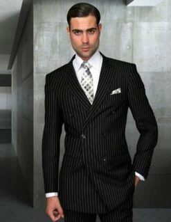 Statement Men's 2 Piece 100% Wool Fashion Suit - Bold Pinstripe