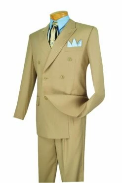 Vinci Men's Outlet 2 Piece Executive Suit - Double Breasted -Empire Shop dc900 1 beige 4 2 2