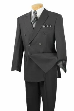 Vinci Men's 2 Piece Executive Suit - Double Breasted -Empire Shop dc900 1 heather gray 2