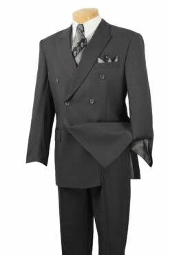 Vinci Men's Outlet 2 Piece Executive Suit - Double Breasted -Empire Shop dc900 1 heather gray 2 1 3 1