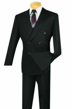 Vinci Men's Outlet 2 Piece Executive Suit - Double Breasted -Empire Shop dc900 1 black 34
