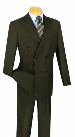 Vinci Men's 2 Piece Executive Suit - Double Breasted -Empire Shop dc900 1 brown
