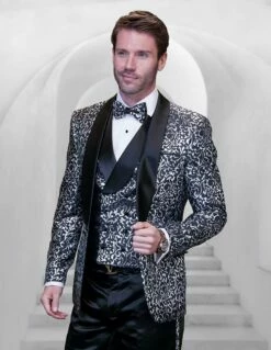 Statement Men's 3 Piece Modern Fit Tuxedo - Swirl Pattern