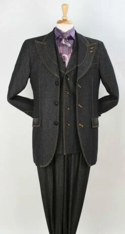 Royal Diamond Men's 3pc Fashion Suit - 100% Cotton Denim