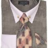 Avanti Uomo Men's French Cuff Dress Shirt Set - Triple Tone Print -Empire Shop dn101m beige