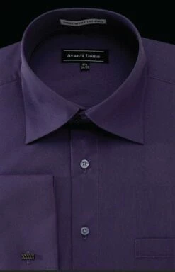 Avanti Uomo Men's Outlet French Cuff Dress Shirt - Wrinkle Free Fabric 17 Avanti Uomo Men's Outlet French Cuff Dress Shirt - Wrinkle Free Fabric -Empire Shop dn32m prune 29