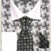 Avanti Uomo Men's French Cuff Shirt Set - Exotic Checkerboard -Empire Shop dn79m black