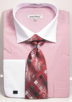 Avanti Uomo Men's French Cuff Shirt Set - Pinstripe