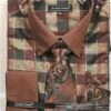 Avanti Uomo Men's French Cuff Dress Shirt Set - Multi Color Checkered -Empire Shop dn93mbrown