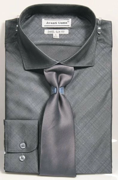 Avanti Uomo Men's Slim Fit Dress Shirt Set - Metallic Look 3 Avanti Uomo Men's Slim Fit Dress Shirt Set - Metallic Look