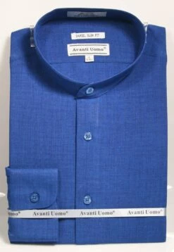 Avanti Uomo Men's Slim Fit Dress Shirt Set - Banded Collar -Empire Shop dns11 navy