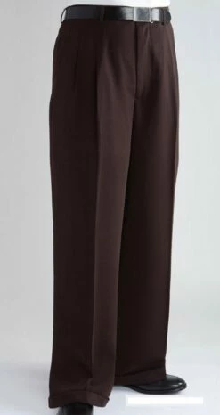 Daniel Ellissa Men's Outlet Wide Leg Pants - Double Pleated -Empire Shop dp106 dark brown 19