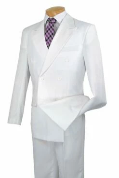 Vinci Men's Outlet 2 Piece Executive Suit - Double Breasted -Empire Shop dpp white 2 1 1 1 2