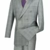 Vinci Men's 2 Piece Double Breasted Suit - Glen Plaid