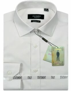 Statement Men's Long Sleeve 100% Cotton Shirt - Pin Dot -Empire Shop ds101 off white